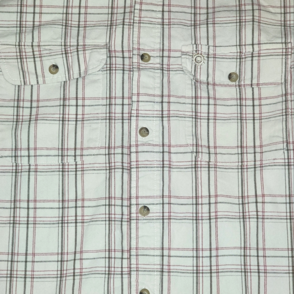 Mike Rowe Gear By Lee Beige Plaid 100% Cotton Long Sleeve Button Up Shirt Sz XL - Picture 4 of 9